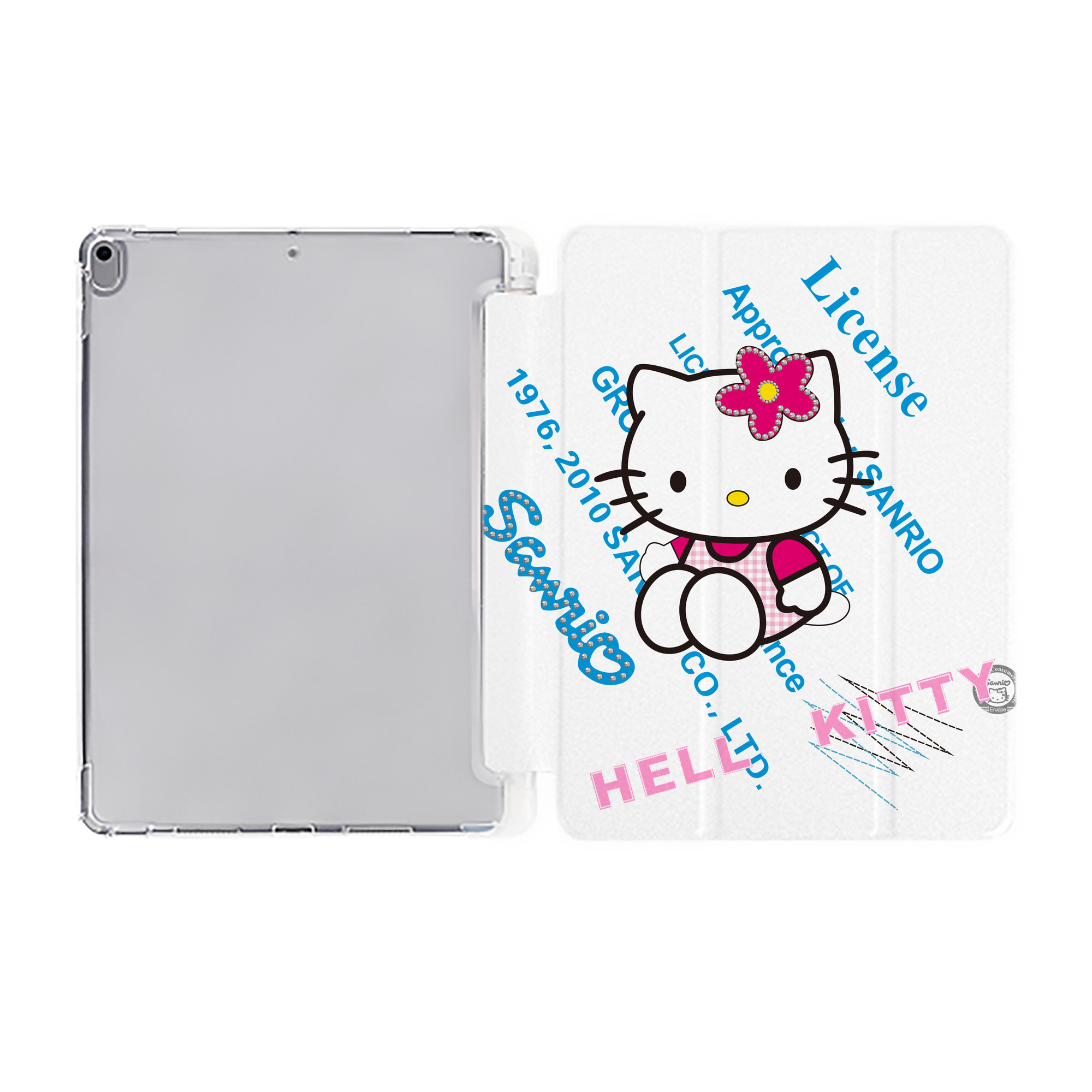 （画像用） Hello Kitty ハローキティ IPad ケース ペン収納付き 三つ折りスタンド PUレザー×シリコン 対応機種9.5/10.5/10.9インチ